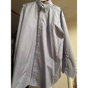 Roundtree & Yorke Gold Label Dress Shirt Mens 17/34 Blue/White Micro Check Coton